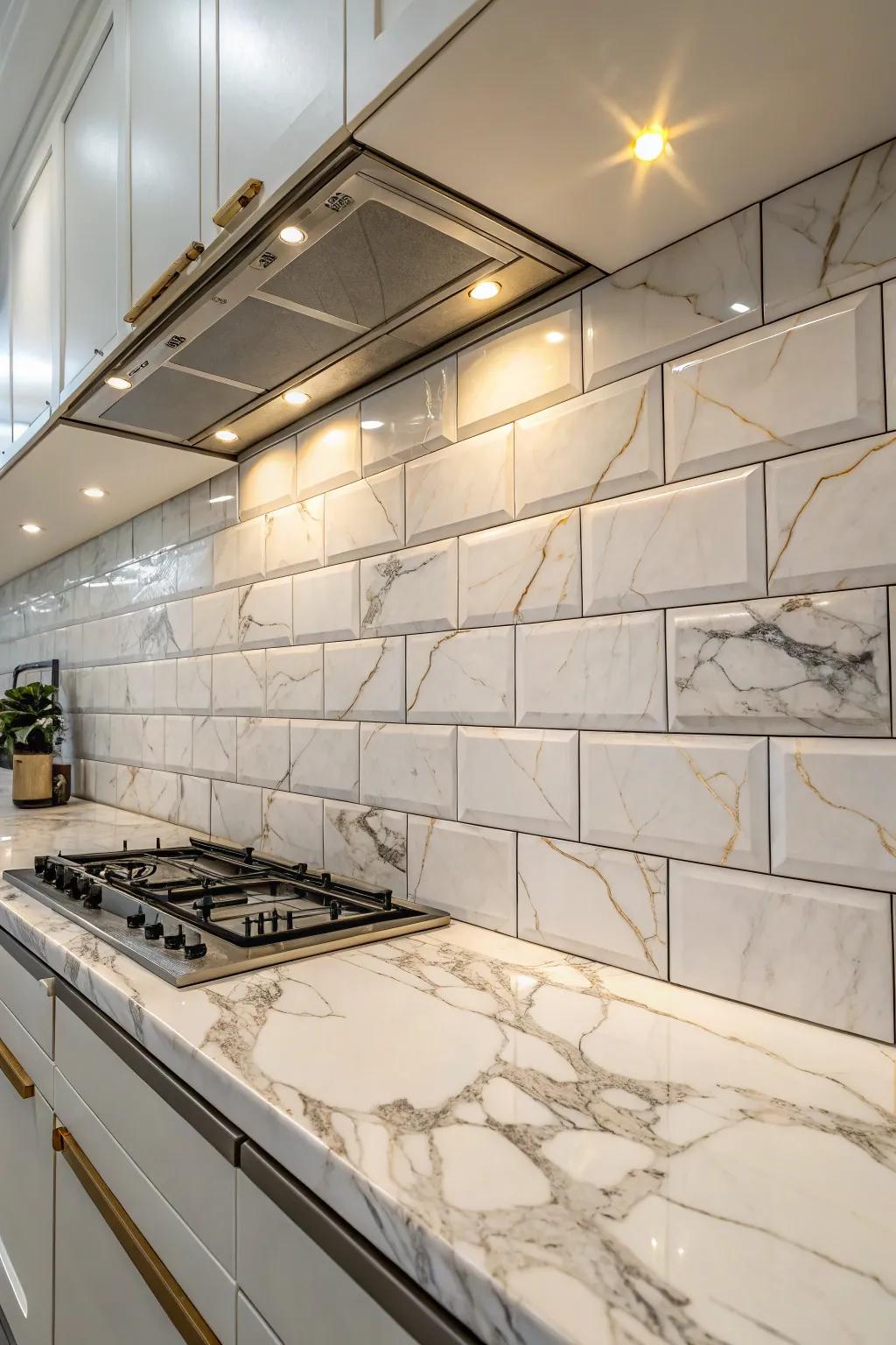 Marble tiles offer timeless luxury and natural elegance.