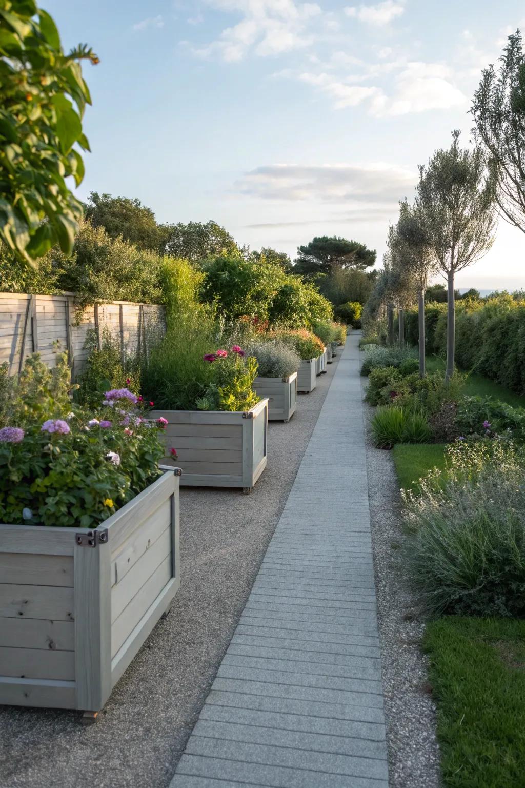 A garden path featuring multi-functional aspects, merging beauty with utility.