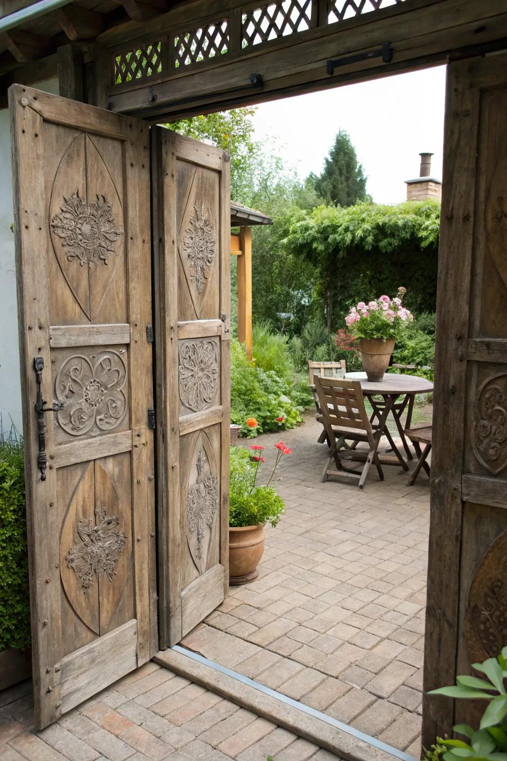 Rustic barn doors that bring a cozy, inviting touch.