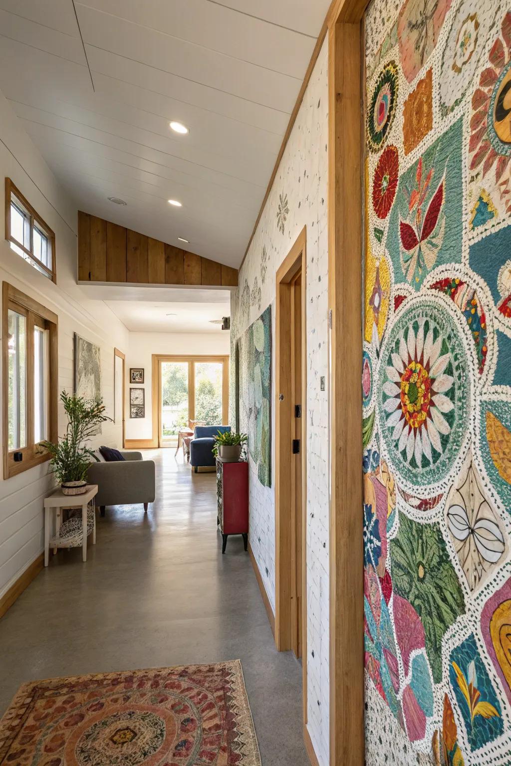 Paper scraps create an eco-friendly, artistic mosaic mural.