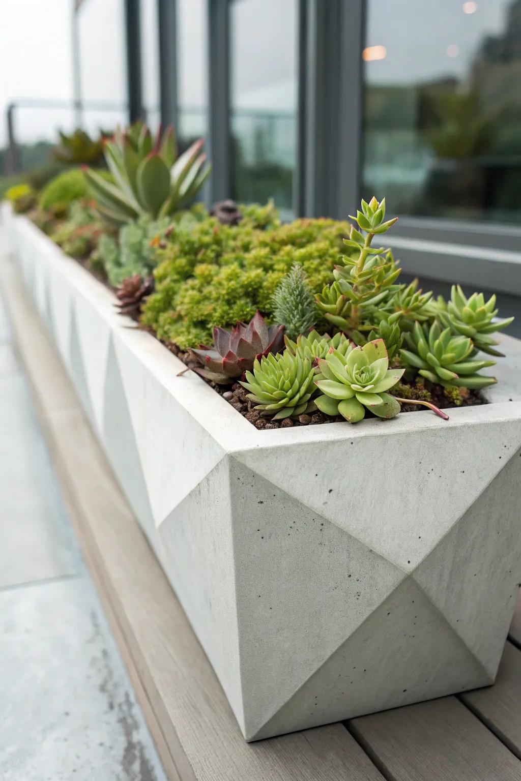 A modern and minimalist solidified soil flower pot.