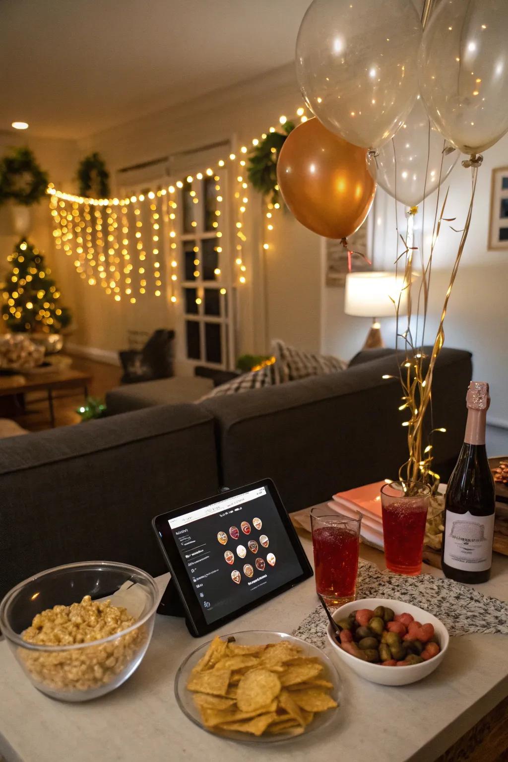 A melodic sound corner enhances the festive atmosphere with celebratory tunes.