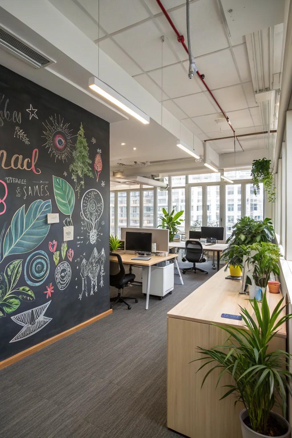 Refresh your ambiance using a chalkboard art exhibit.