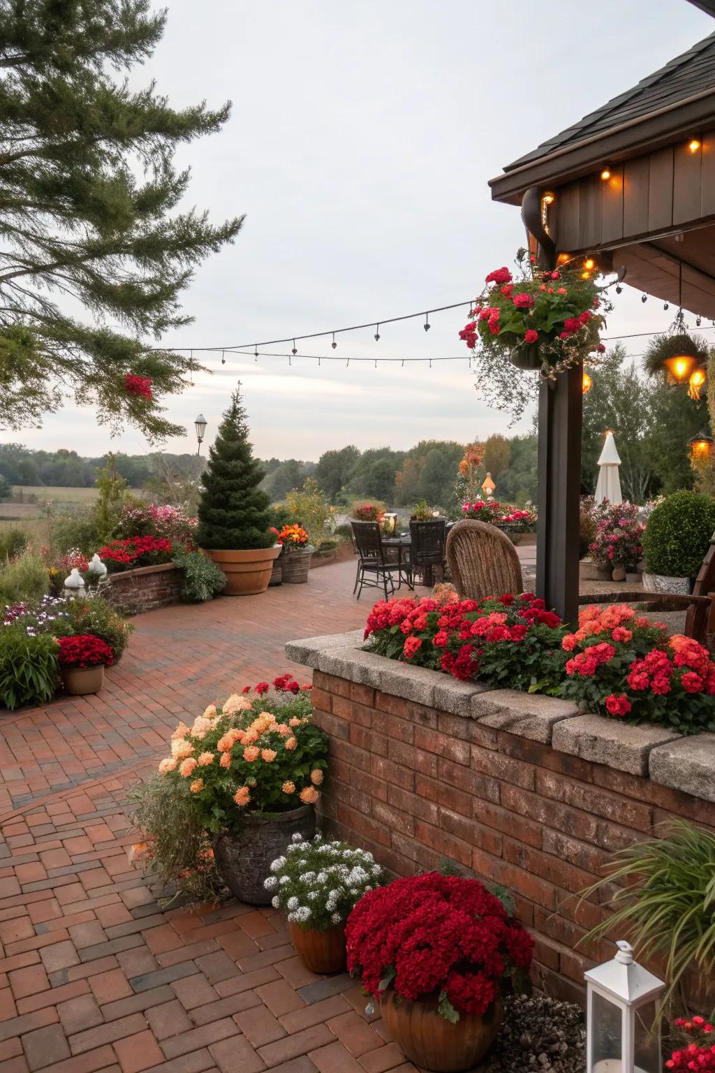 Periodic flora keeps the patio fresh and inviting