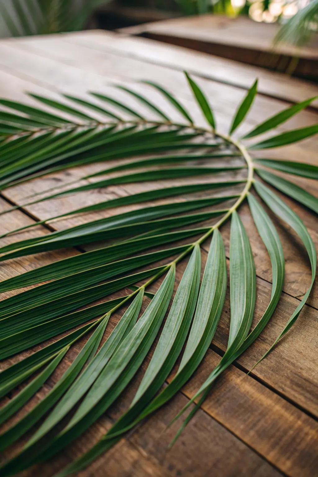 Swirling palm arrangements bring movement and life to the table.