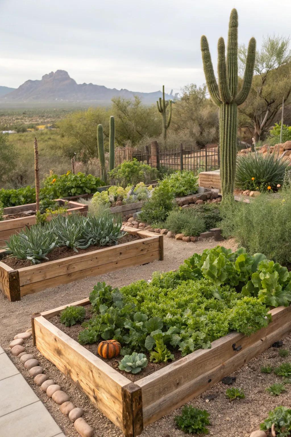 Edible gardens can flourish in the desert with the appropriate plants.