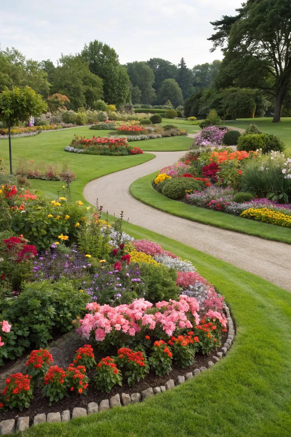 Spot flower beds make a daring expression in any garden.