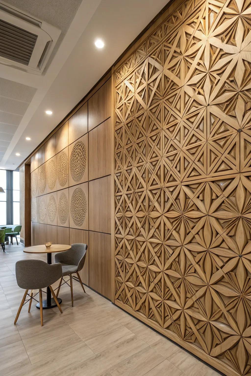 Artistic laminated wood designs add a personal touch to any room.