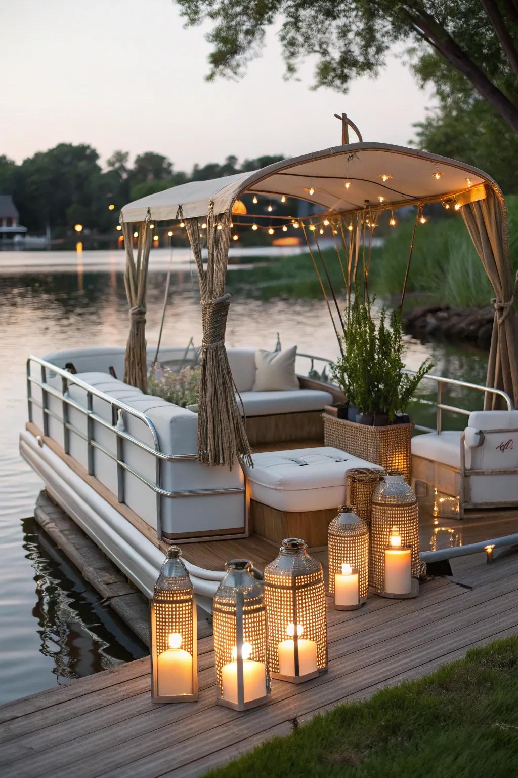 Zen-themed pontoon offering a tranquil retreat on the water.