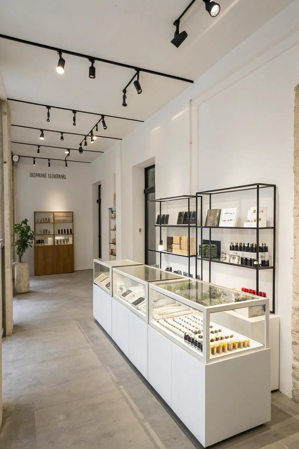 Minimalist designs provide a clean and sophisticated backdrop for products.
