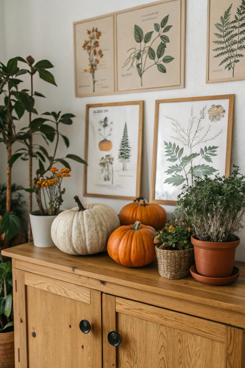 Enhance your d&eacute;cor using vintage flora pumpkin designs.