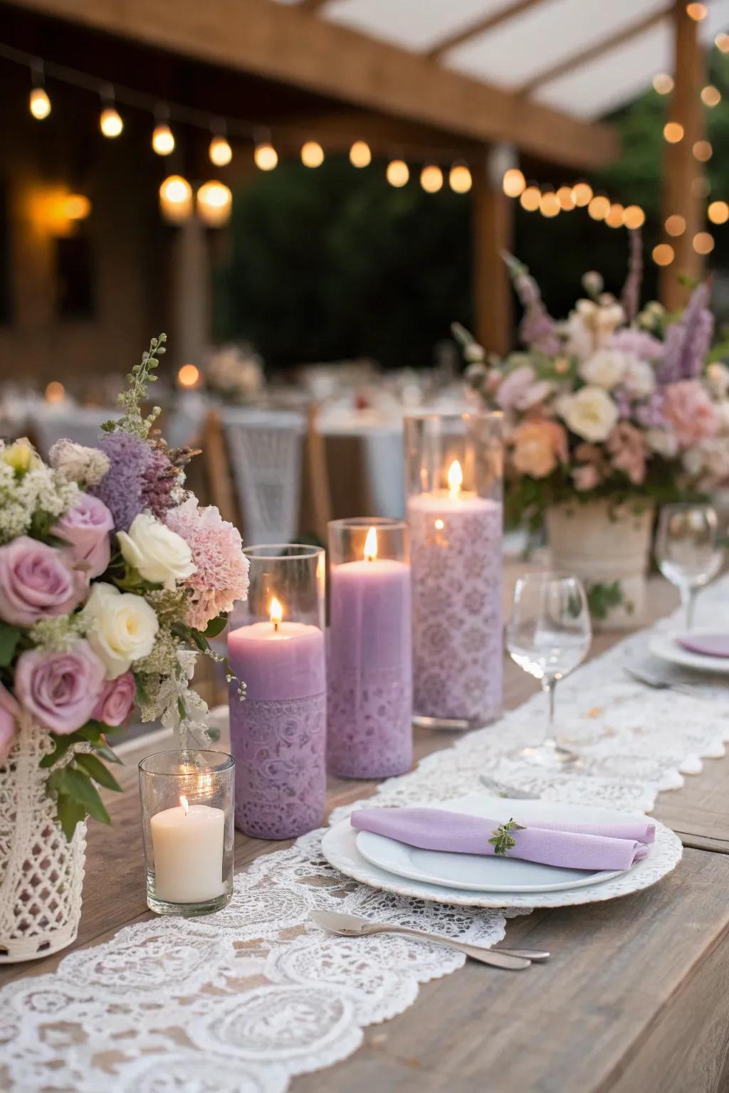 Lavender aromatic lights fashion a calming and beautiful atmosphere.