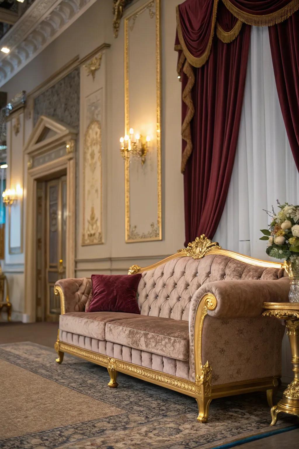 A room lifted by sophisticated touches for a luxurious sensation.