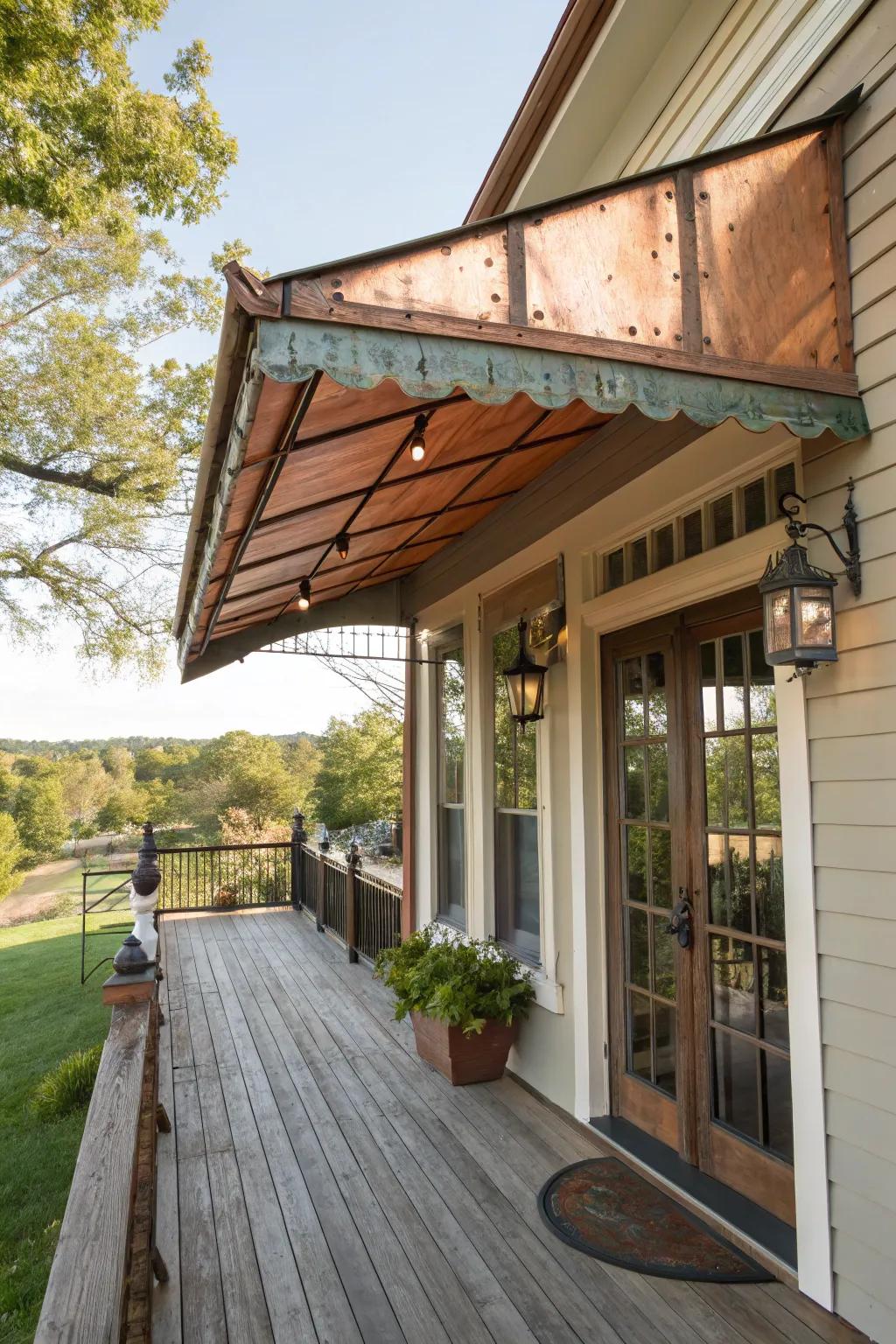 Copper accents contribute elegance and rustic charm.