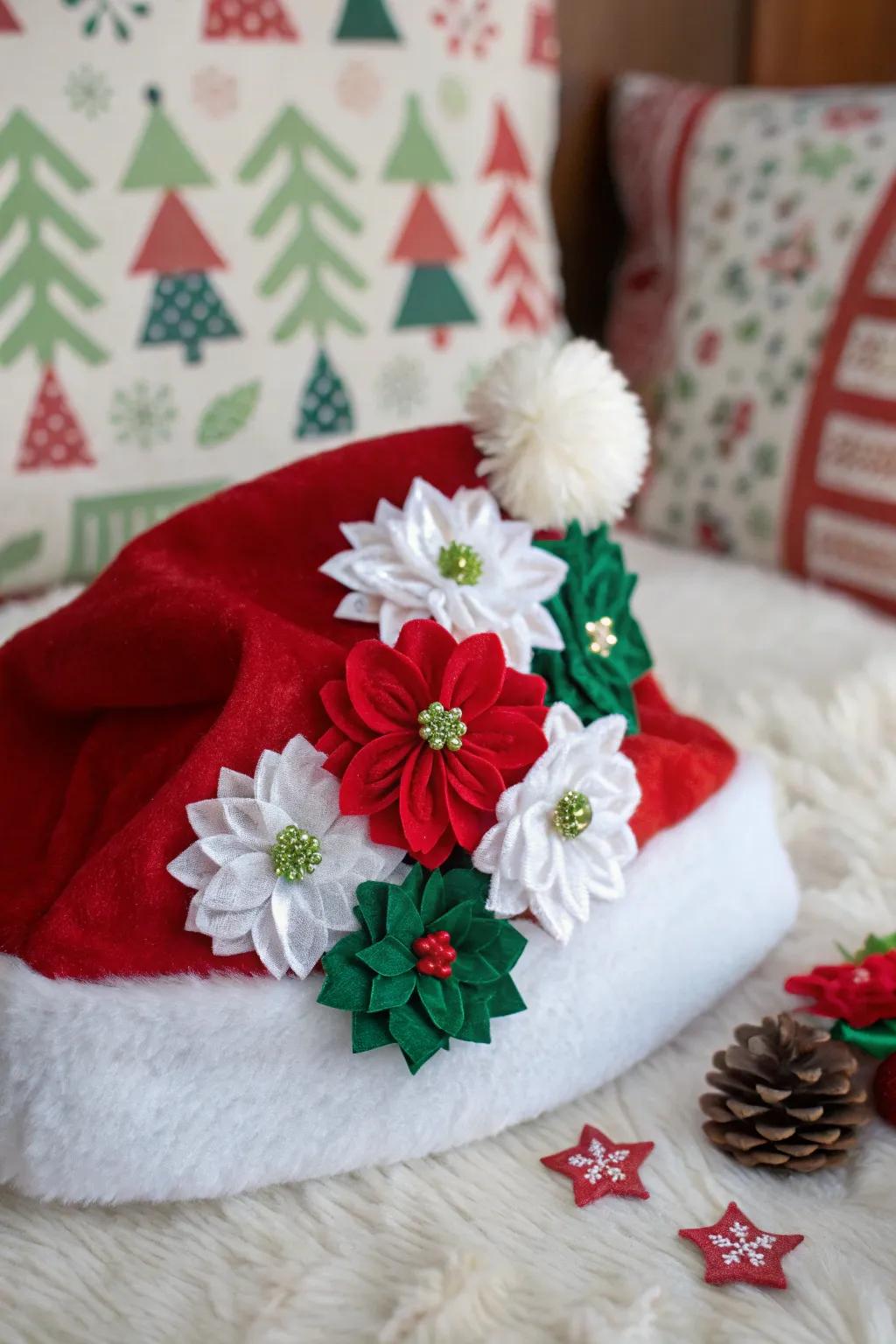 Add softness and beauty with festive fabric flowers.