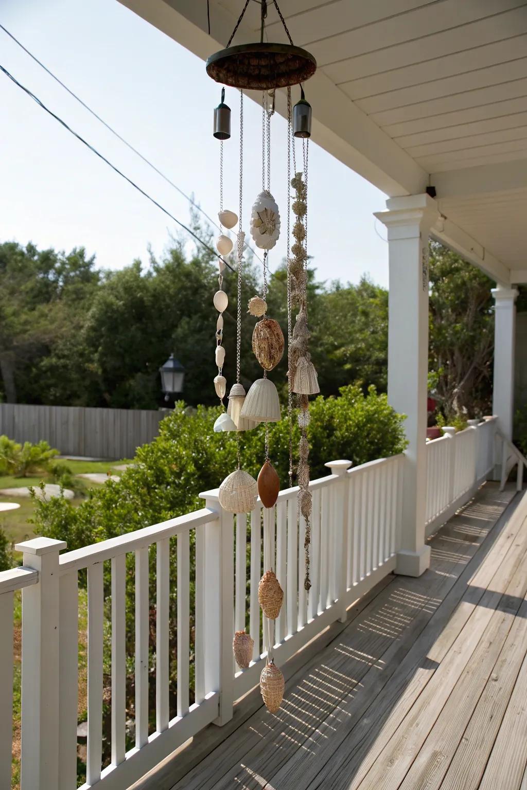 A shell chime conveys the calming melodies of the ocean to your home.