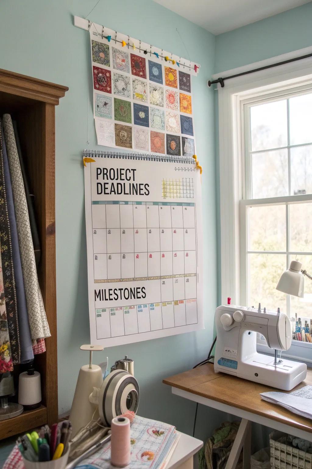 A wall calendar supports scheduling.