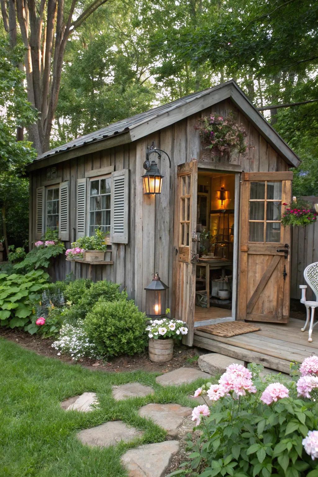 Country feel and warmth in a she shed retreat.
