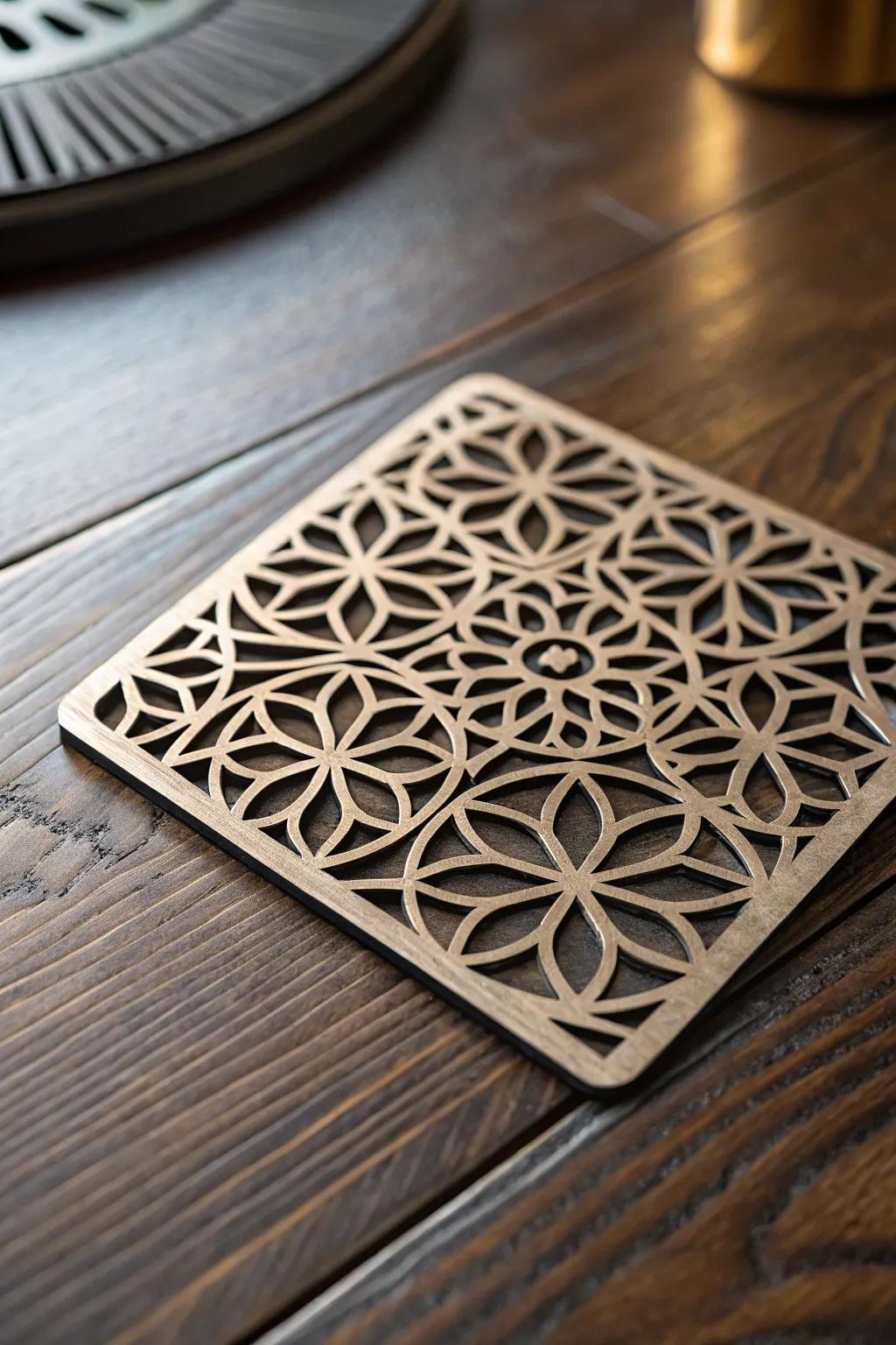Enhance your coffee table decor using handmade sheet metal mats.
