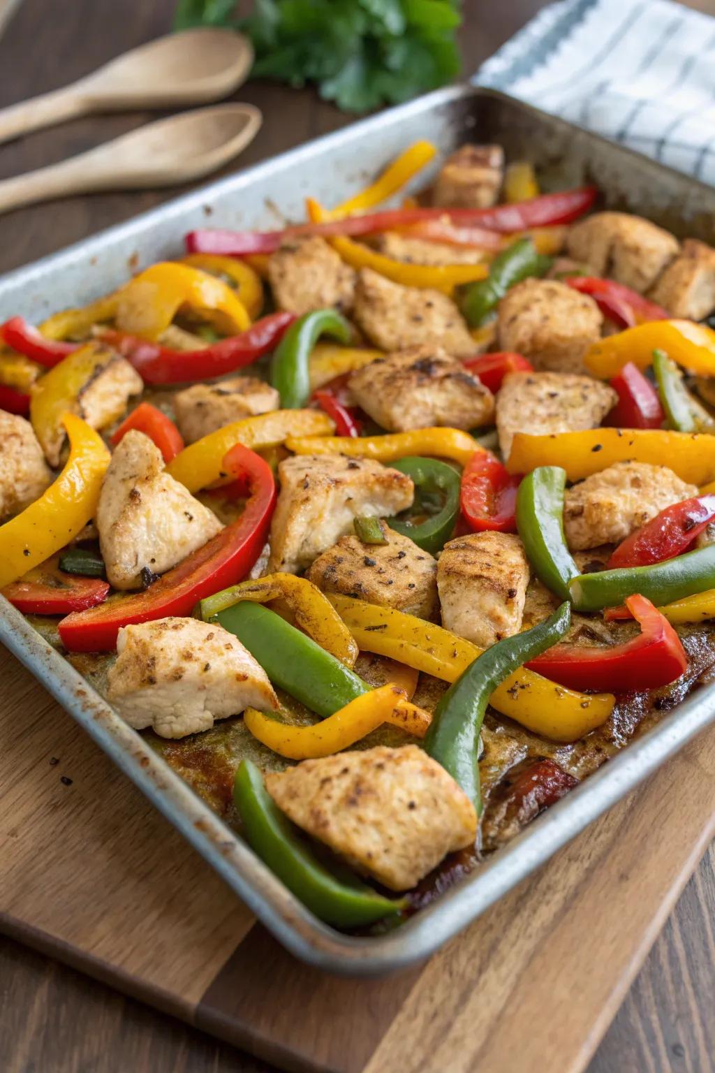 Lime chicken with sweet peppers, a zesty summer treat.
