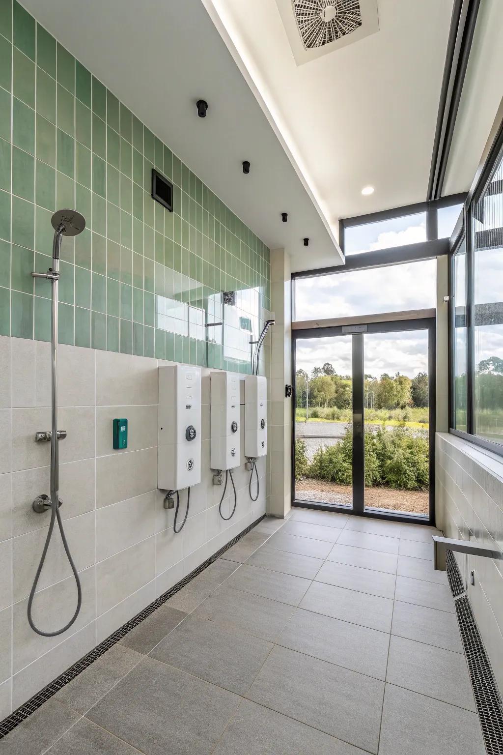 A modern and sustainable shower room with eco-friendly pieces.