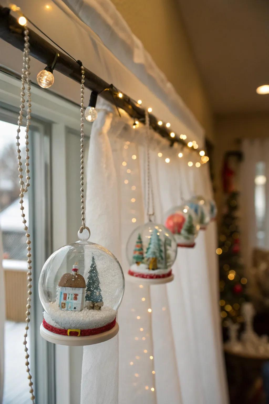 Mini snow globes add magic and wonder to your window decor.