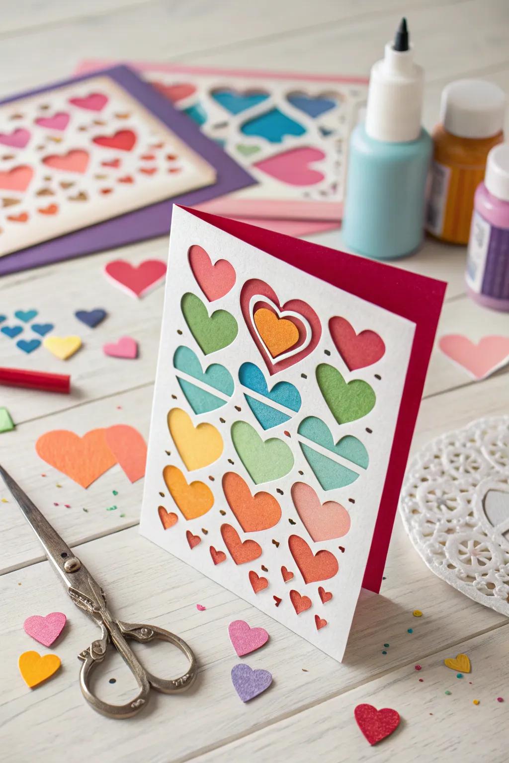 A vibrant card with layered paper cutouts that pop.