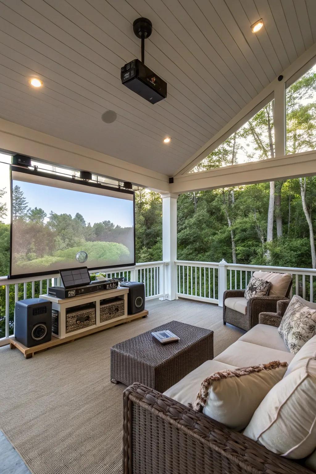Entertainment setup for outdoor movie nights