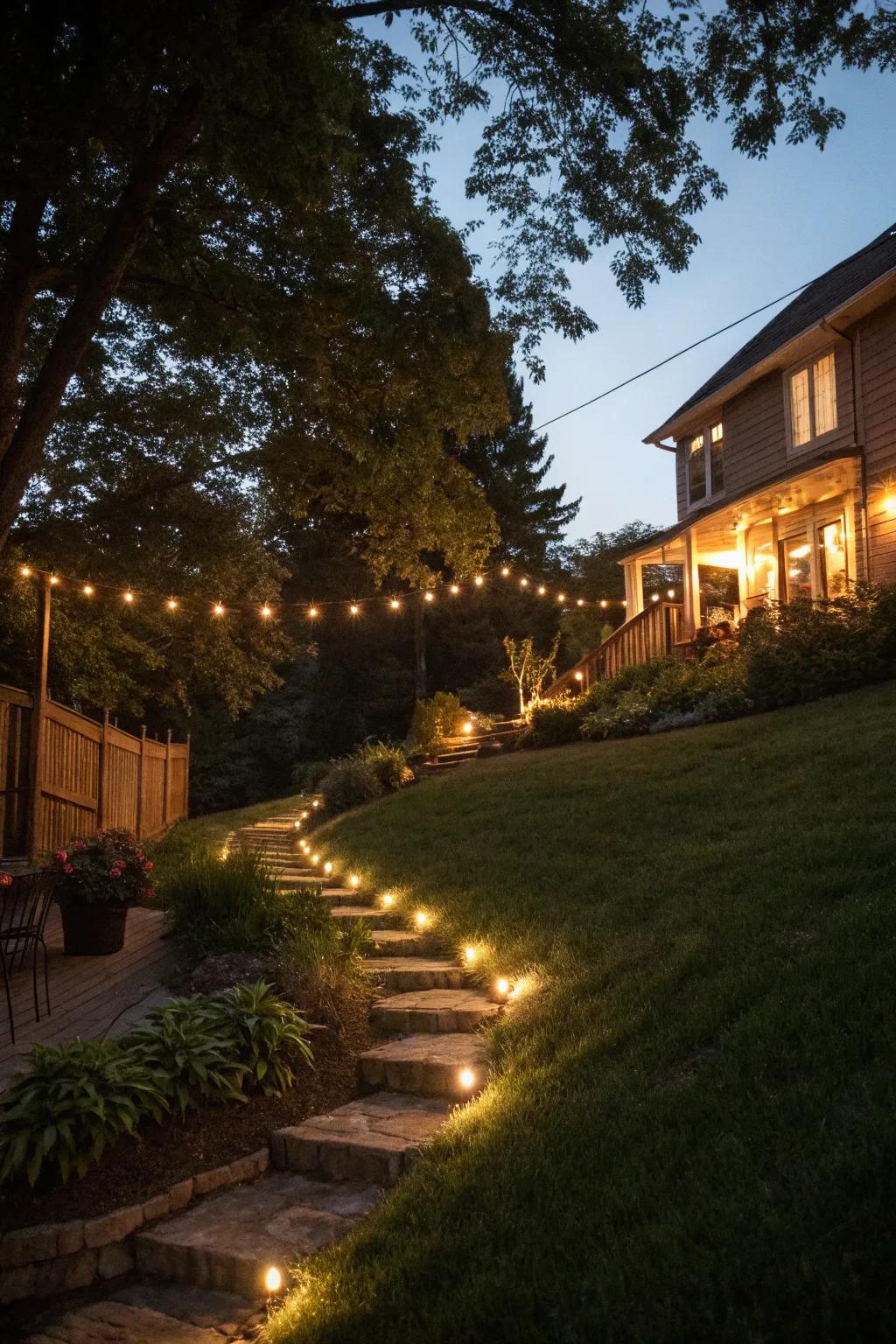 Ambient lighting improves safety and ambiance.