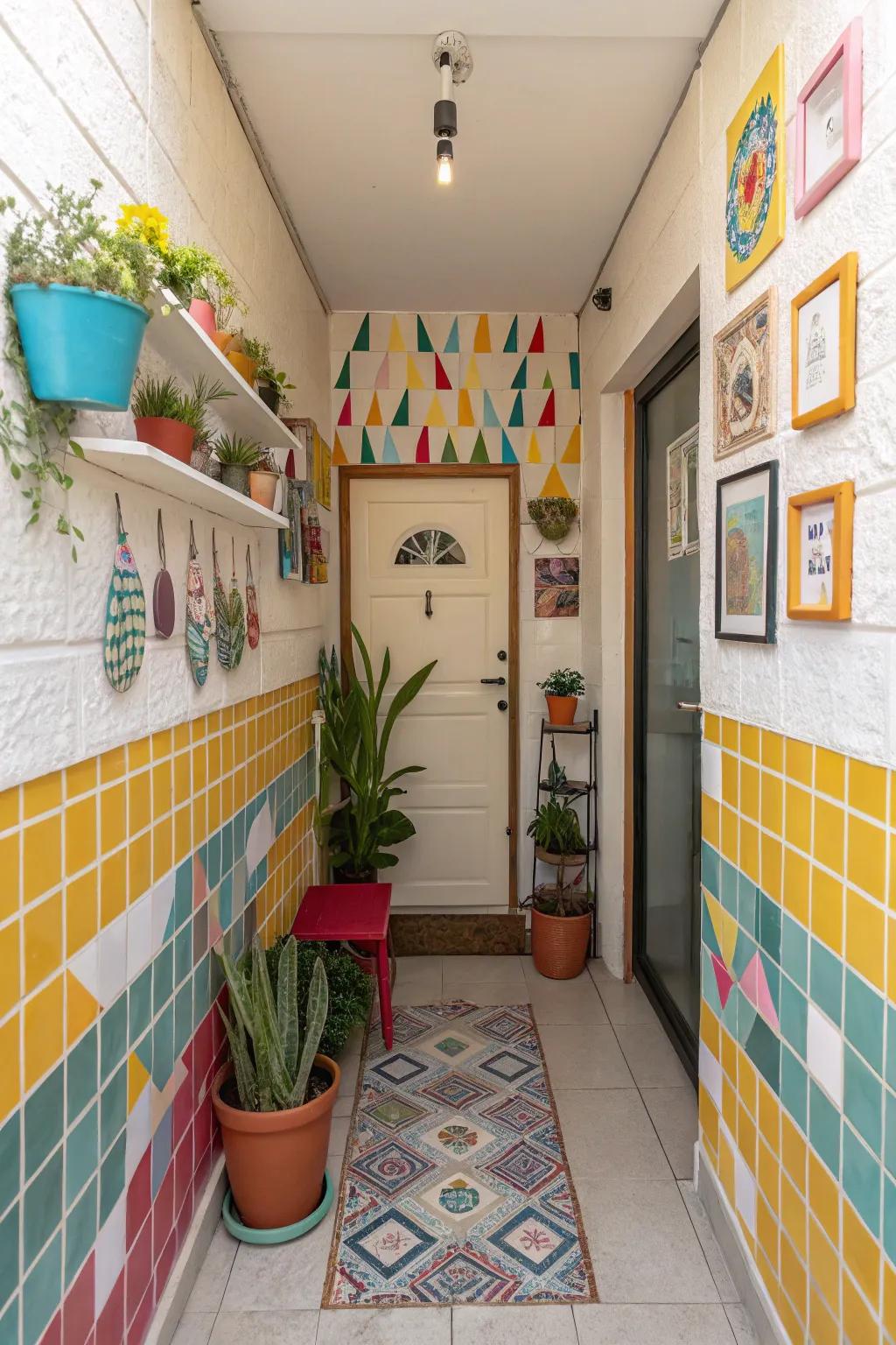 Vibrant Entryway with Cheerful Colorful Highlights
