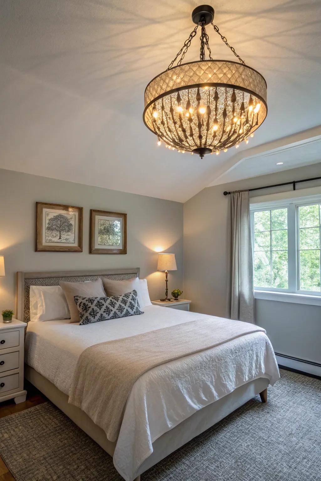 Ceiling fixtures enhance height and sophistication.