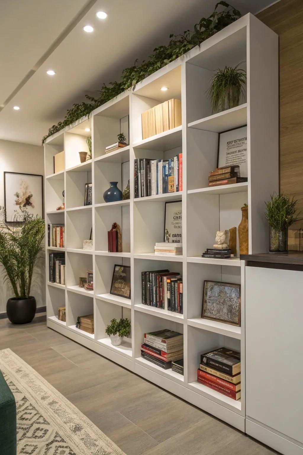 Adapting to your growing book collection is made possible by modular shelving.