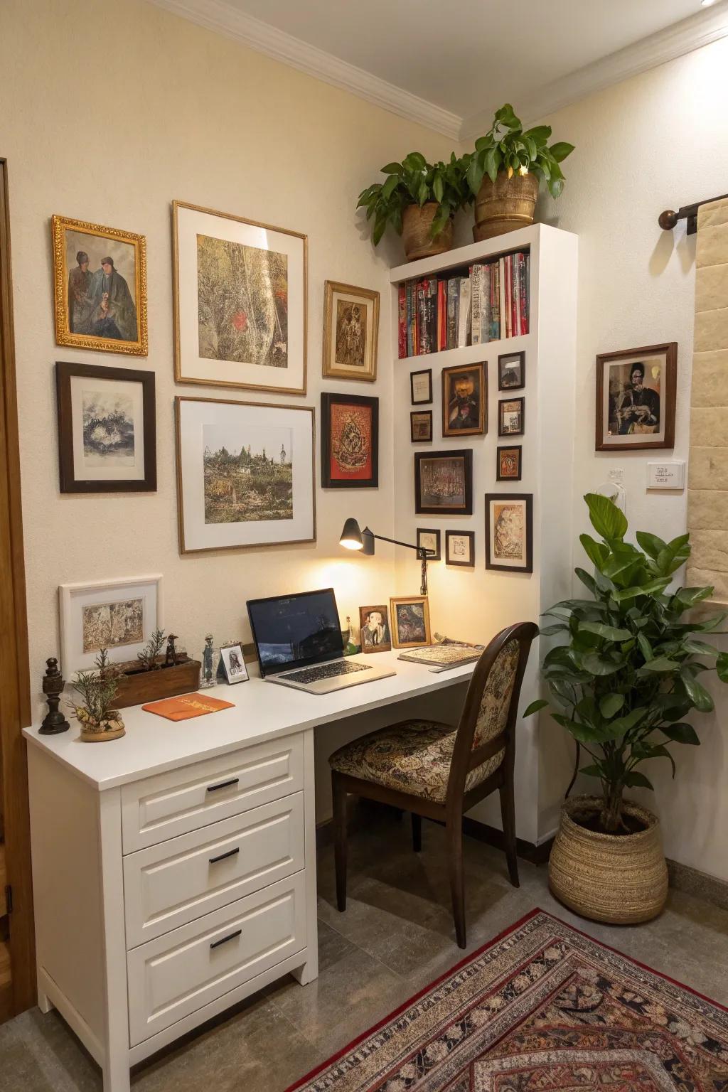 Unique accents personalize and enrich an office space.