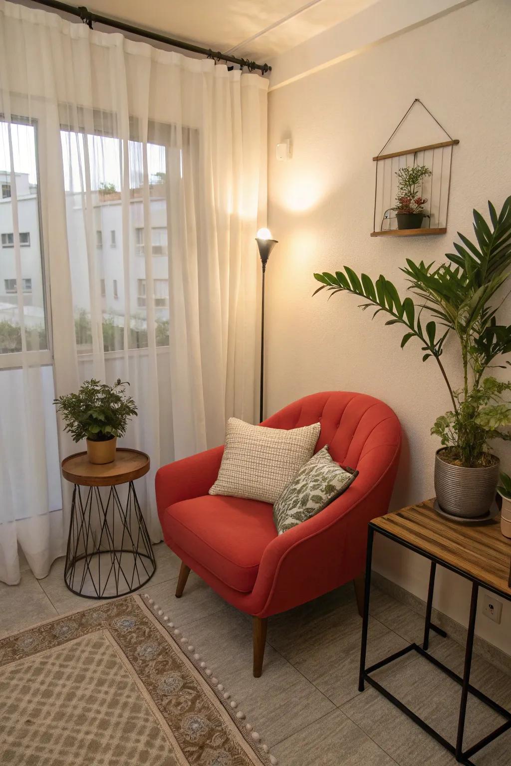 A colorful highlight can revitalize and energize a small area.