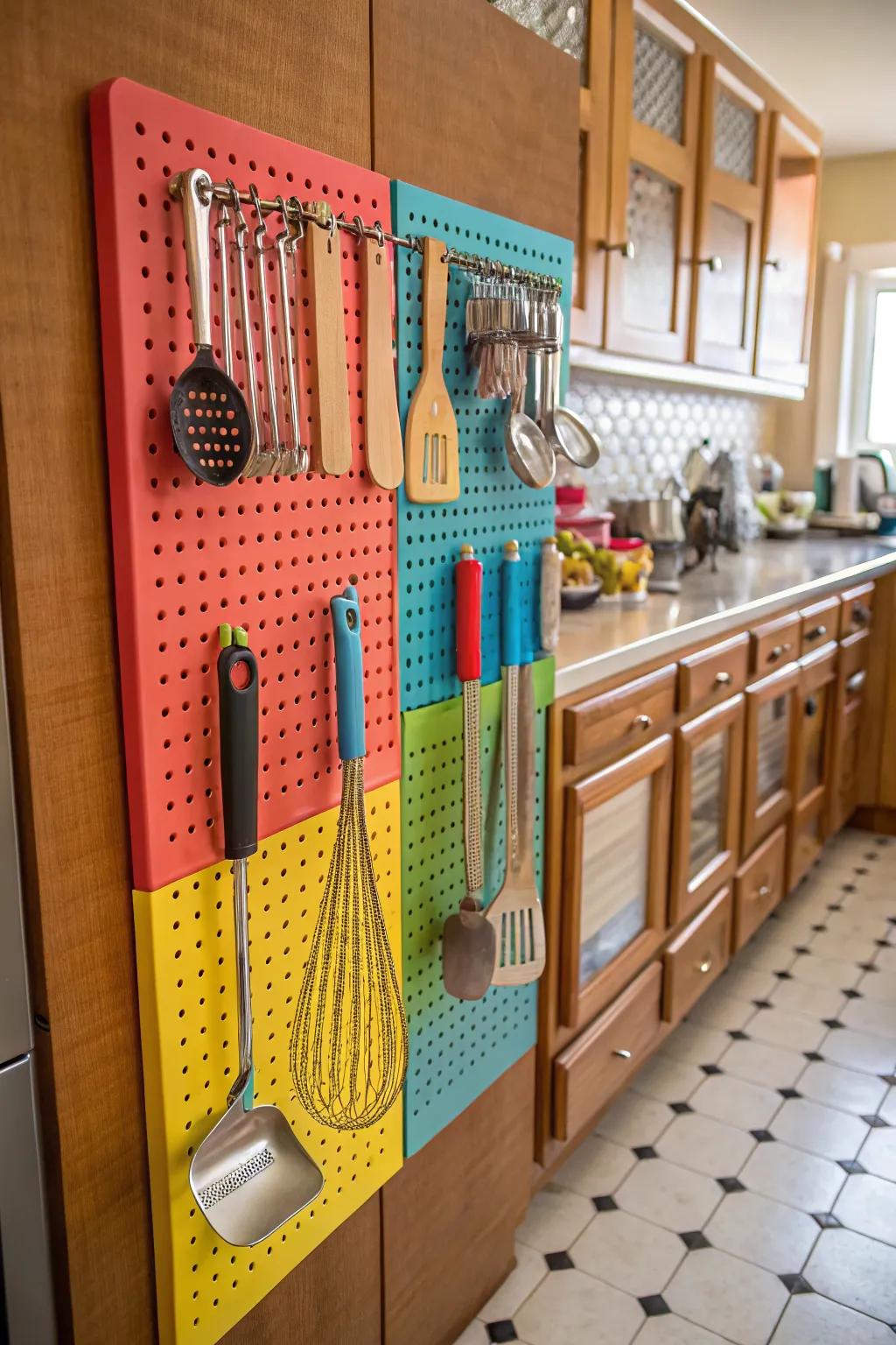 Pegboards provide adaptable storage for any space.