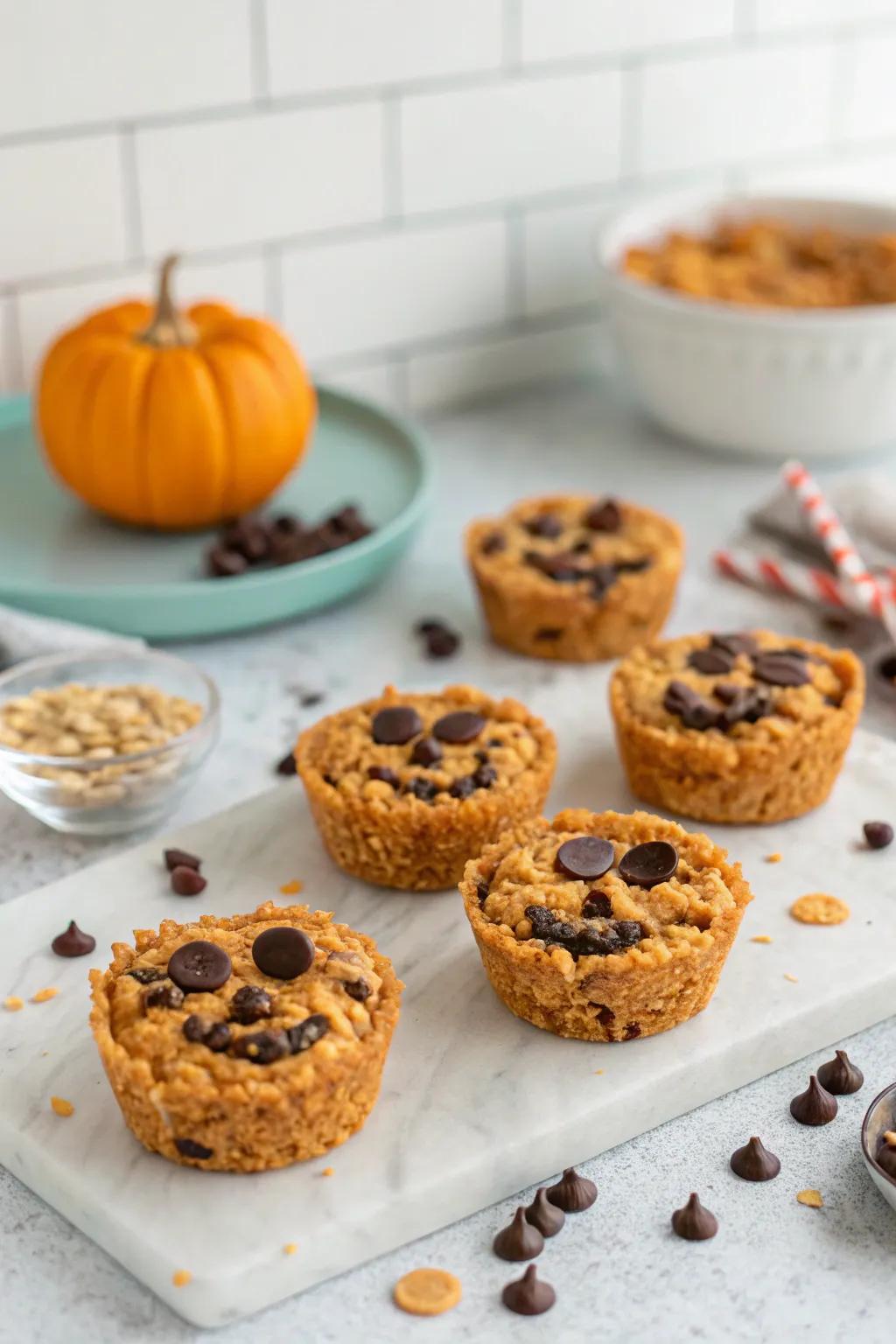 Pumpkin spice granola cups delivering a morning fright.