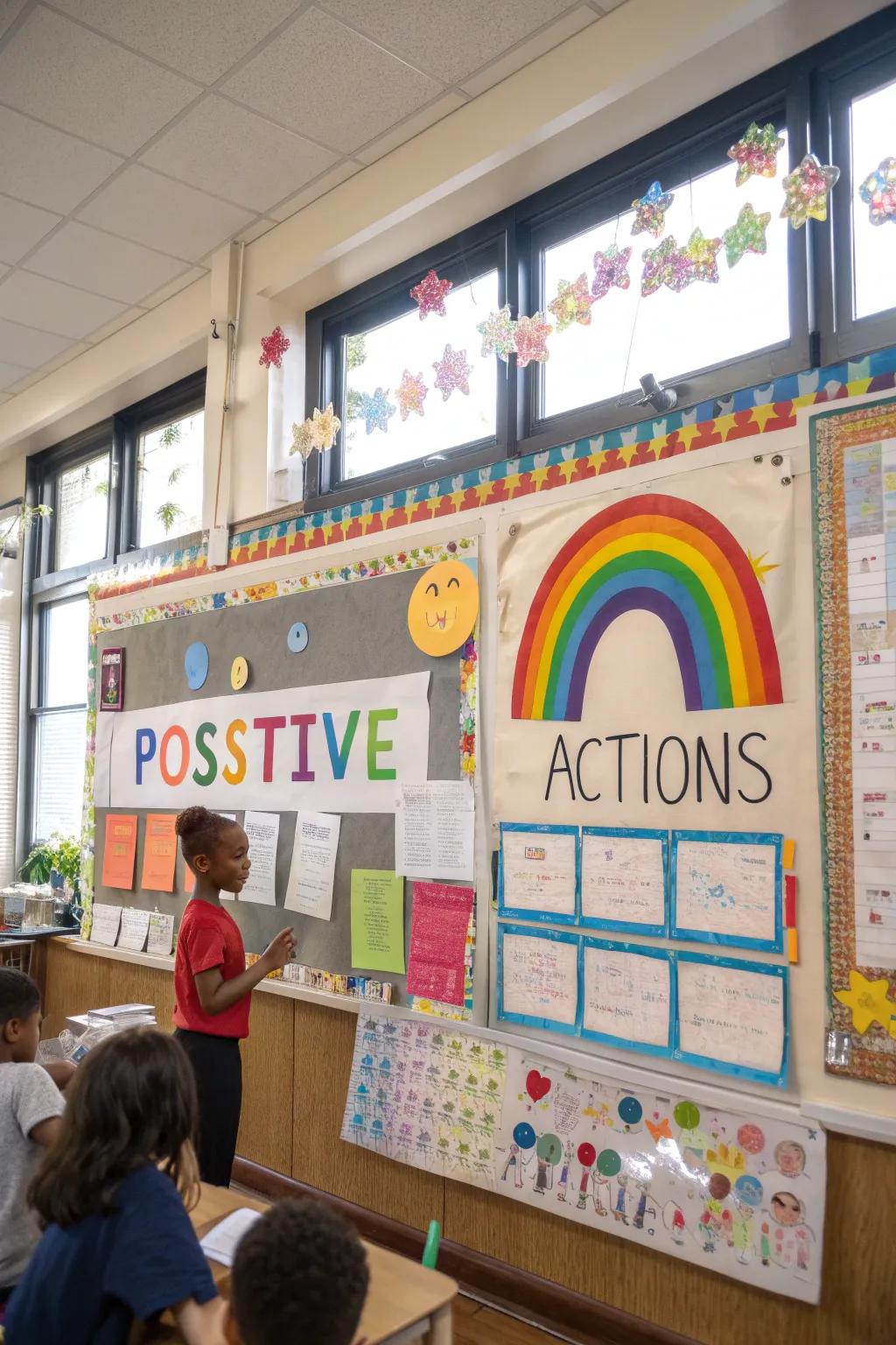 A kindness spectrum brightening up the classroom.