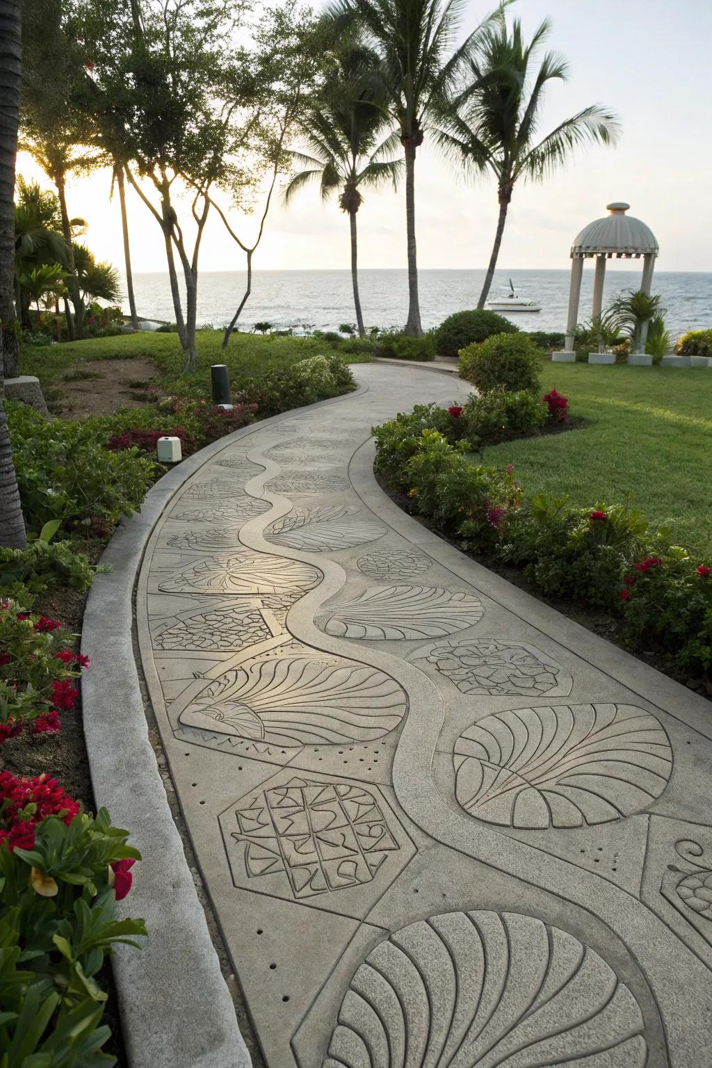 Feel the coastal breeze with seaside-inspired pathways.