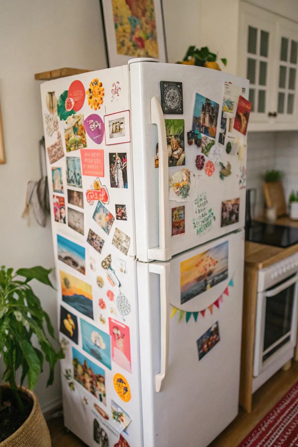Transform your fridge into a gallery with engaging art stickers.