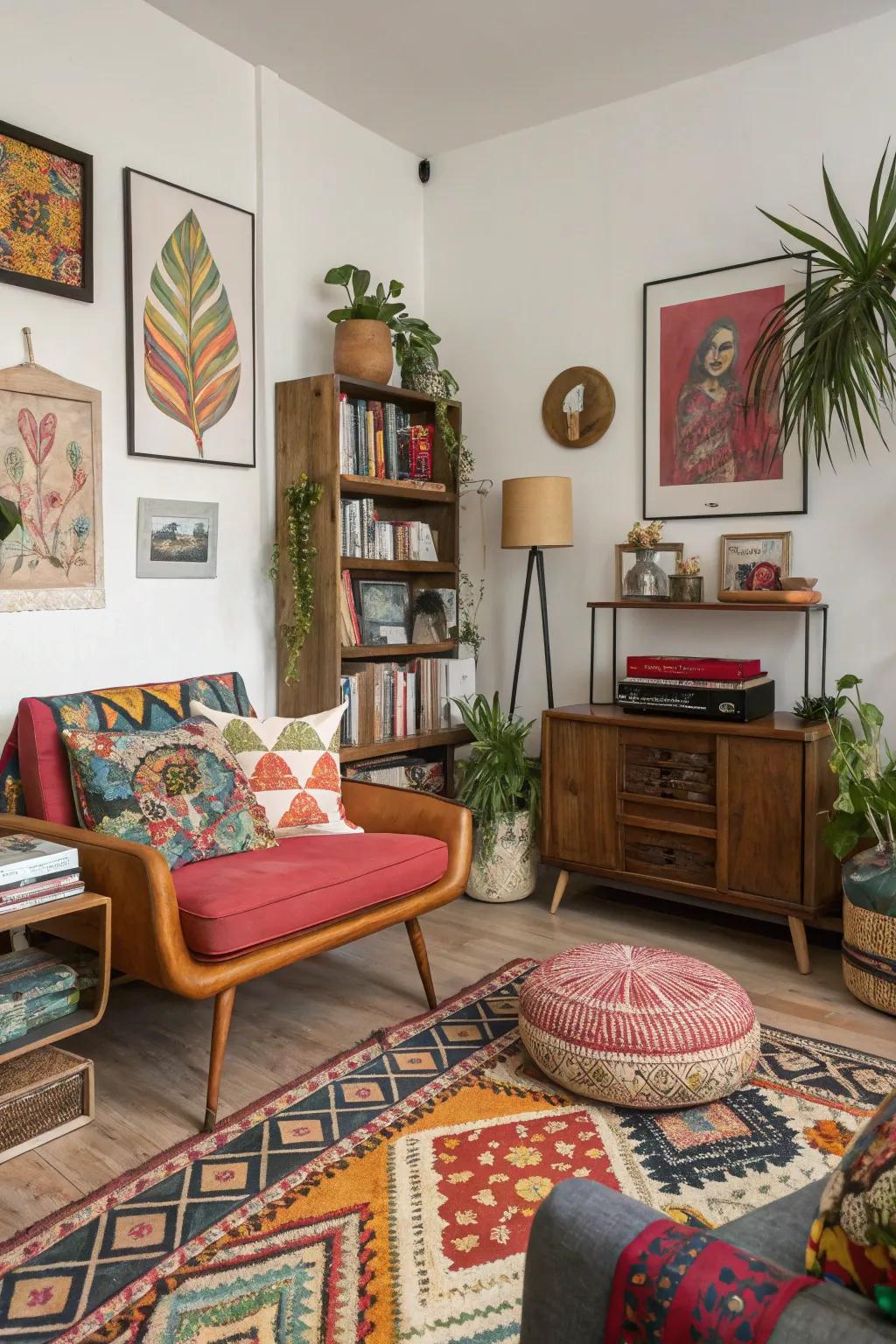 An eclectic mix portrays your multifaceted interests.