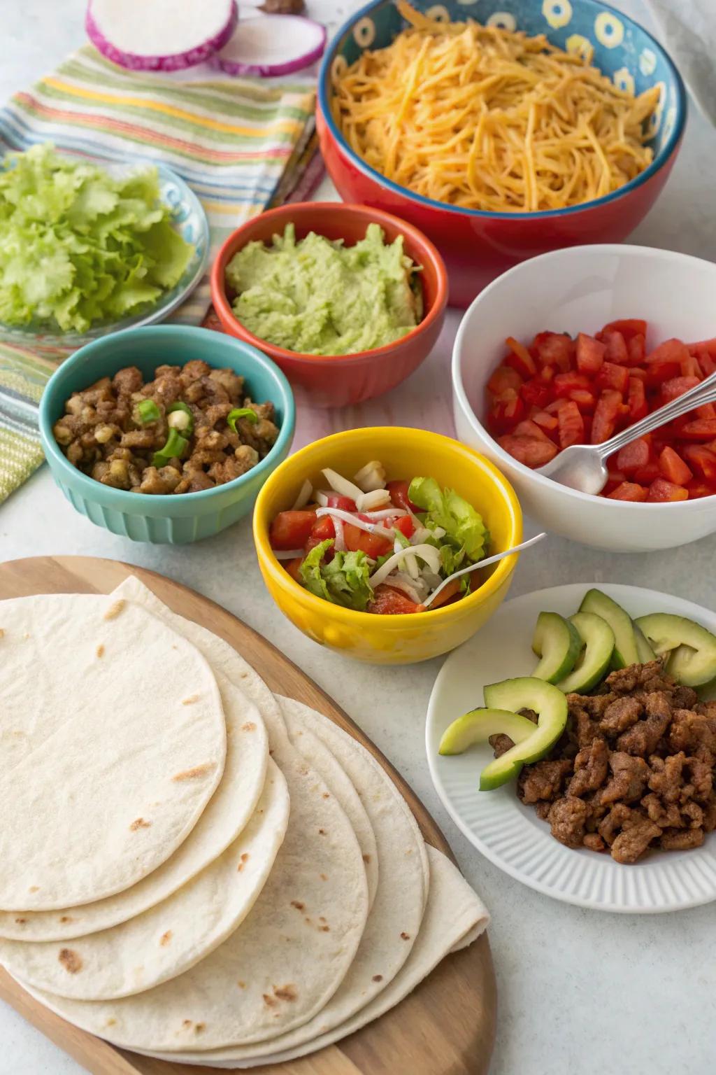 A fun and interactive build-your-own taco bar.