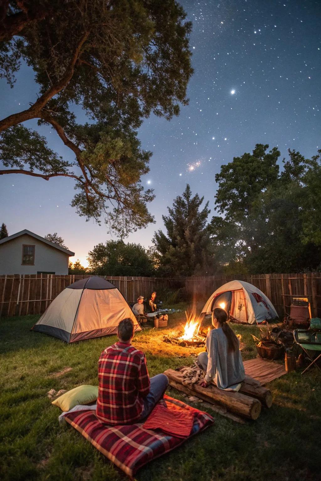 Experience the outdoors featuring a backyard getaway adventure.