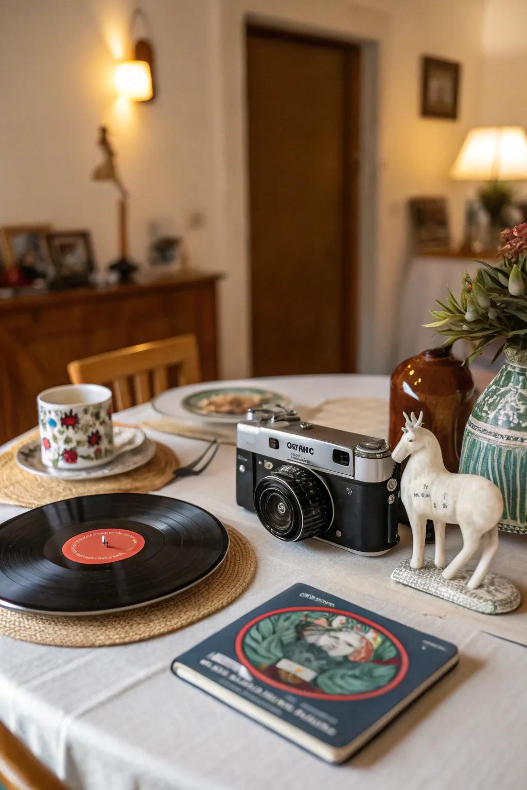 A custom centerpiece featuring unique artifacts.