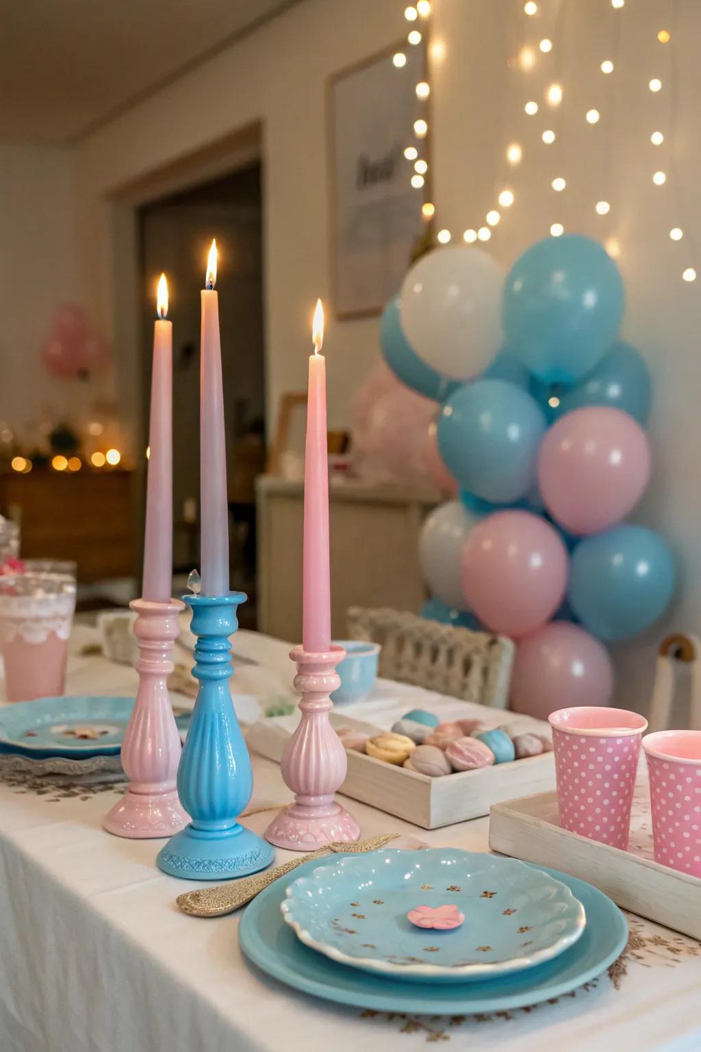 Luminaries inside themed holders create a warm and inviting ambiance.