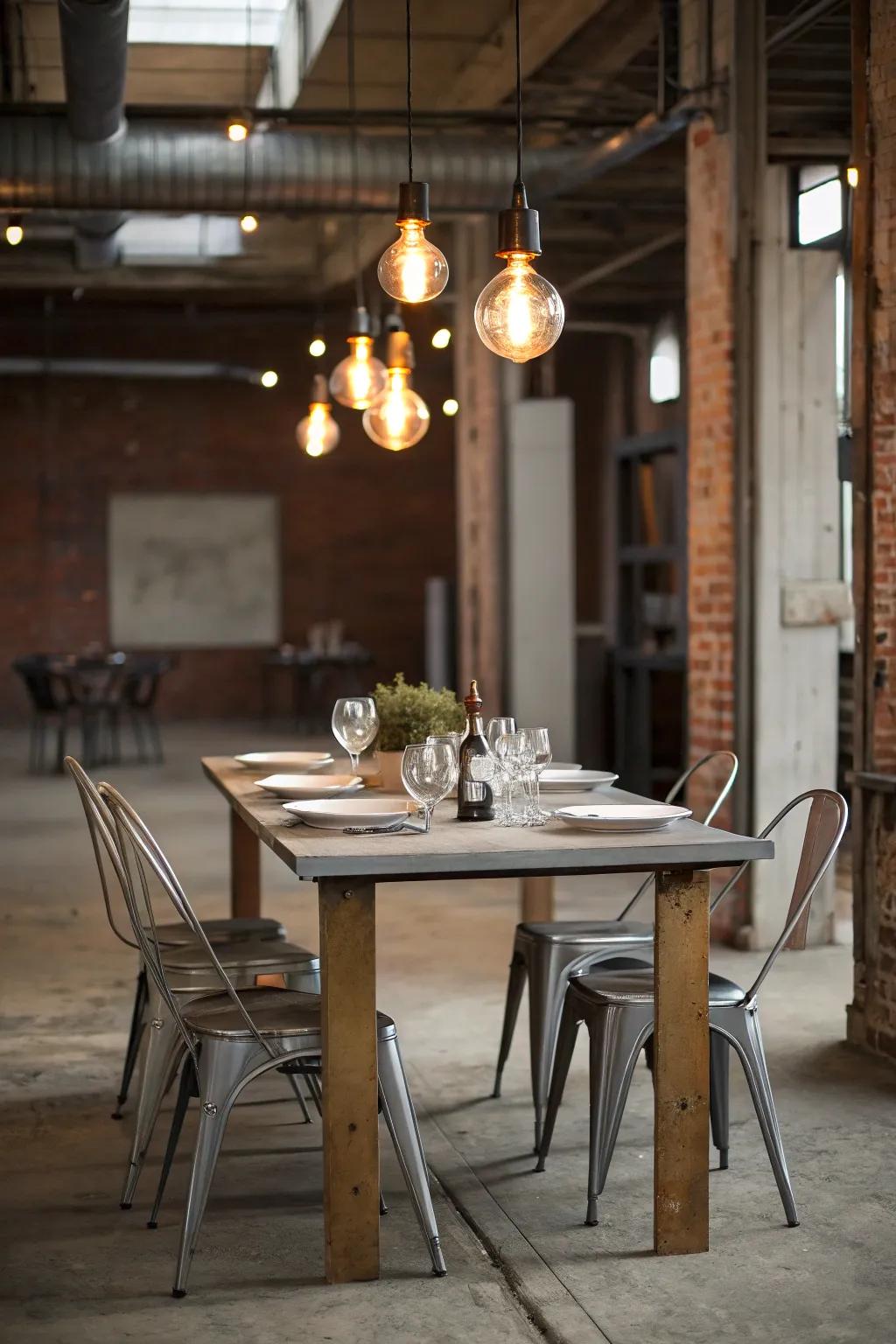 Introduce an urban industrial edge to your table using modern elements.