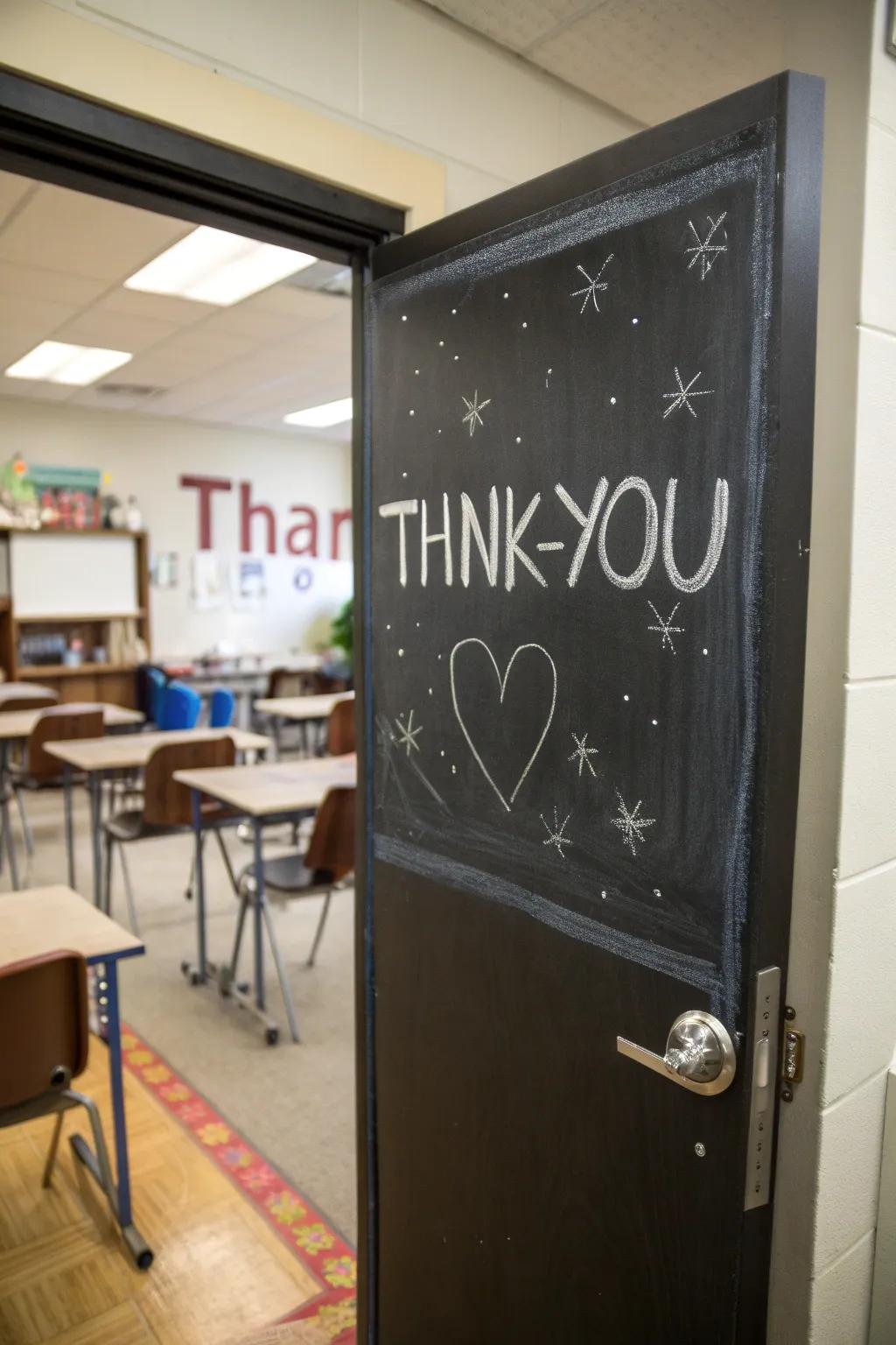 Keep it classic with a writing board-themed door of gratitude.