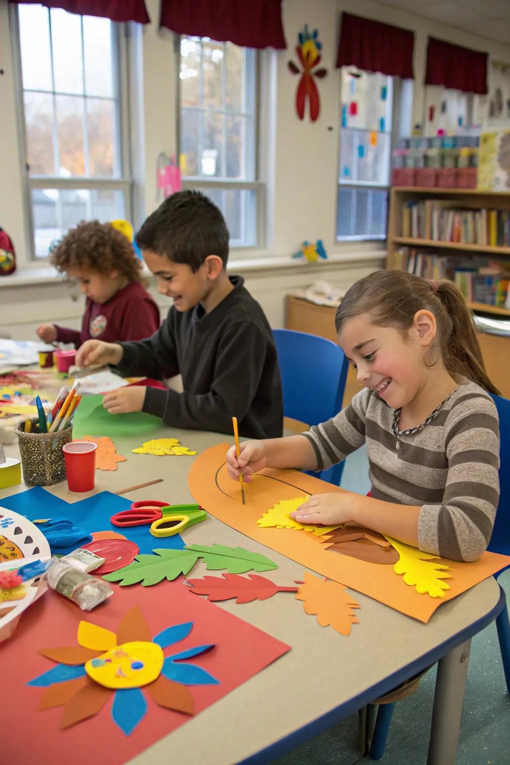 A craft corner keeps the little ones joyfully occupied.