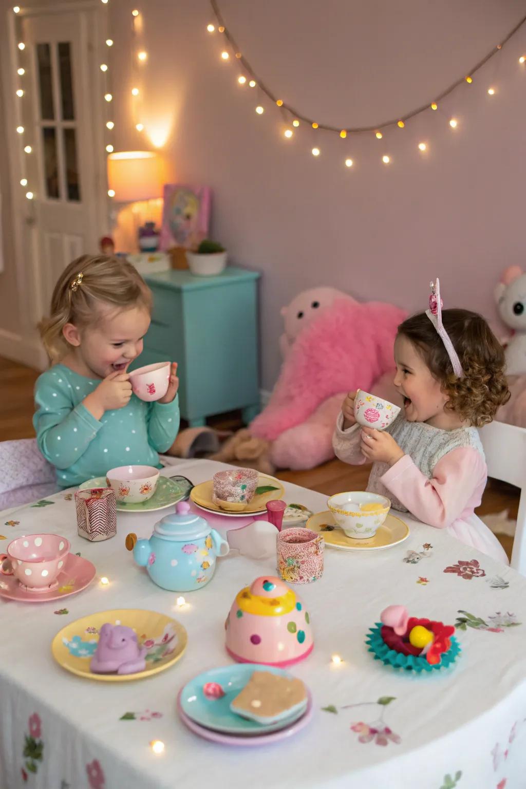 An enchanted tea gathering that fascinates toddlers with creative play.