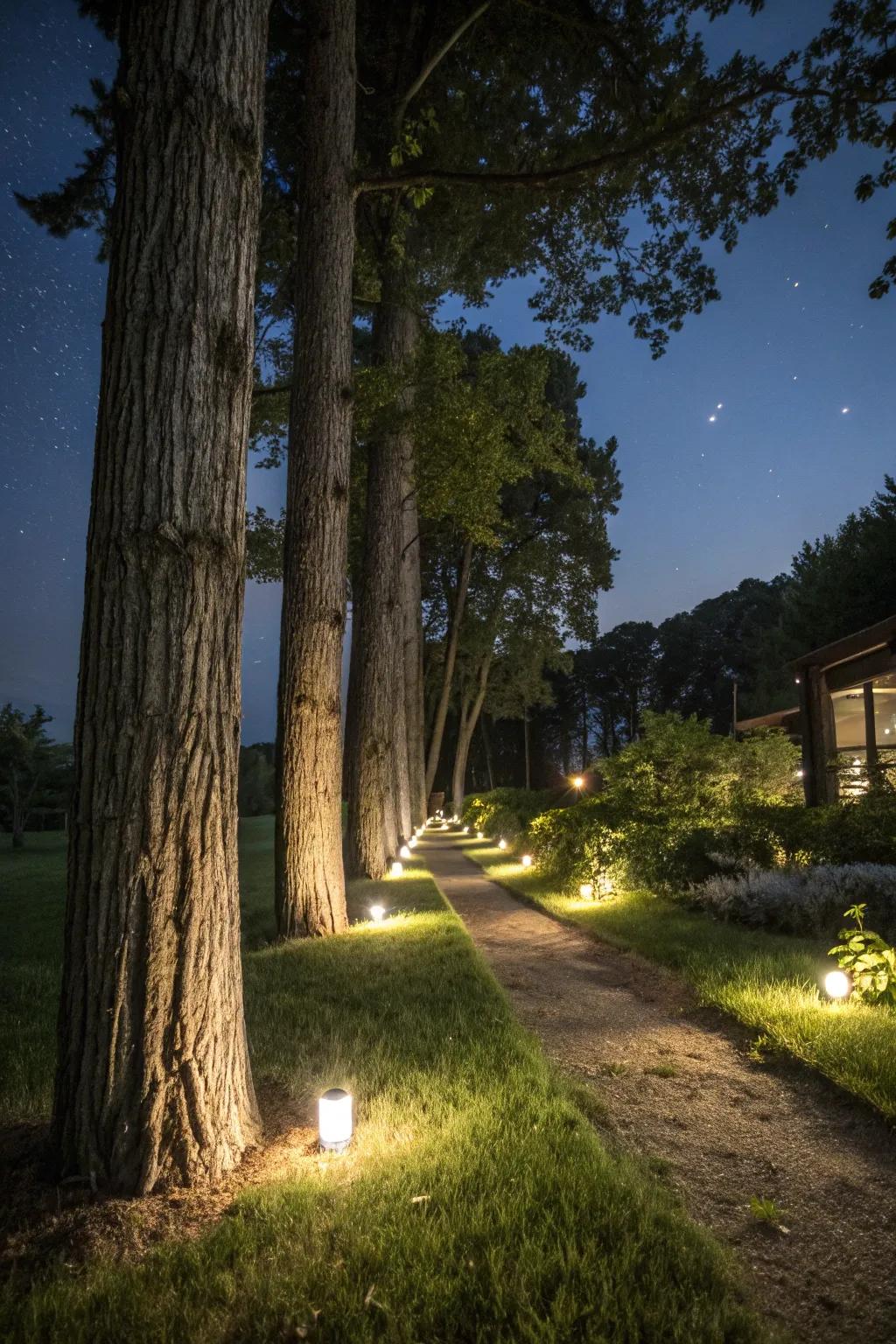 Motion sensor lights introduce a dynamic element to tree lighting.
