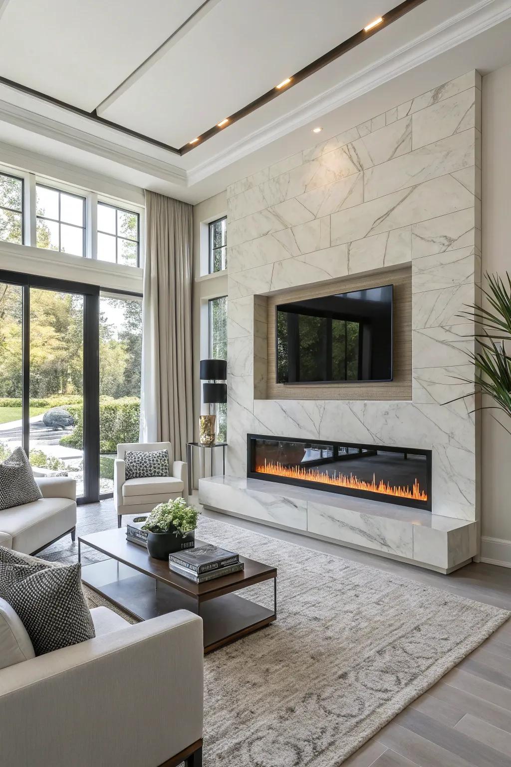 Modern fireplace facades offer sleek design solutions.